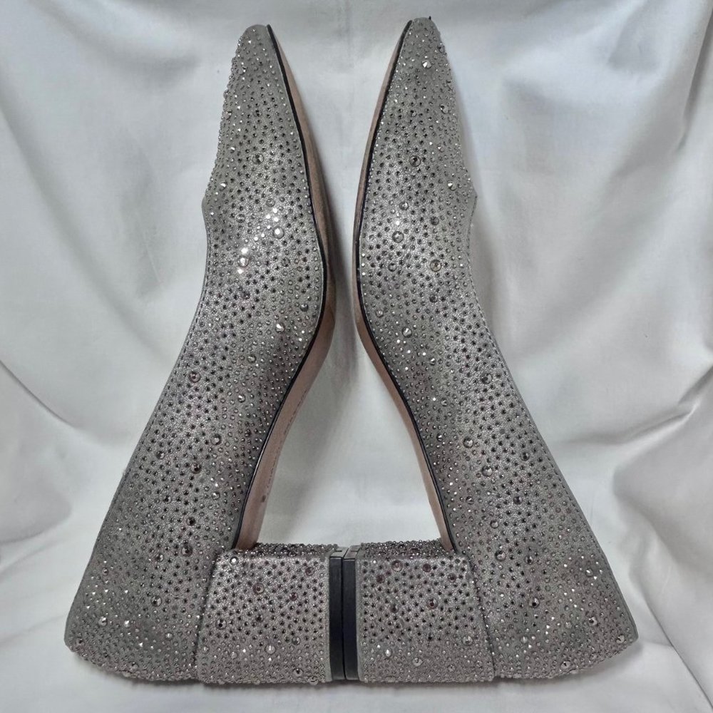 Adrienne Vittadini Fiona Medium Grey Pointed Toe Block Heels with Stones